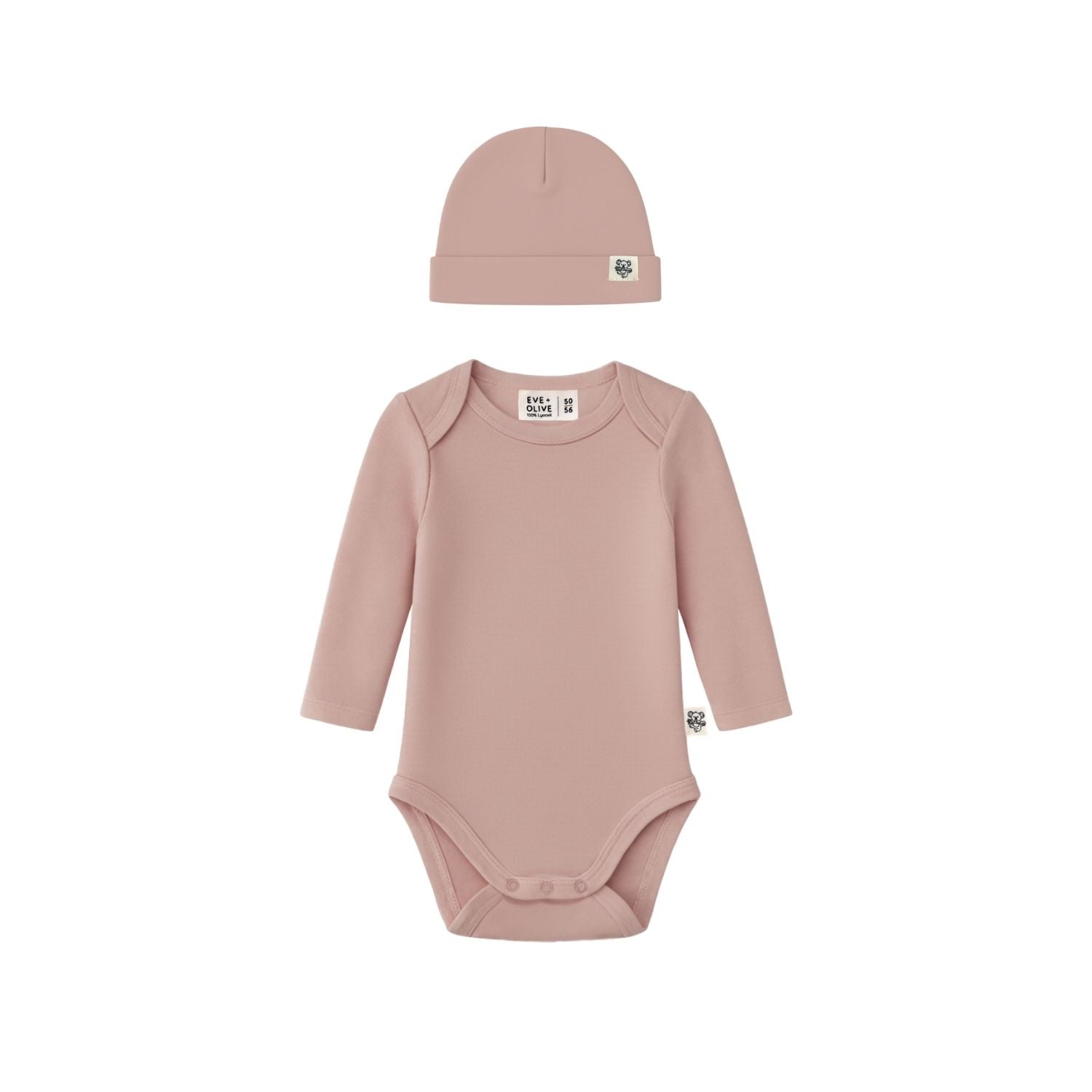 SET BABY BODY + MÜTZE - SWEET ROSE